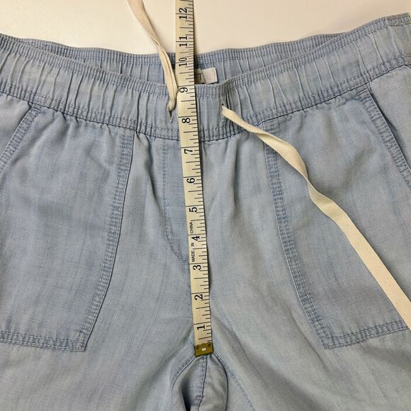 Ann Taylor LOFT Linen & Lyocell Drawstring Pants Cuffed Joggers Chambray Blue S - Picture 6 of 10